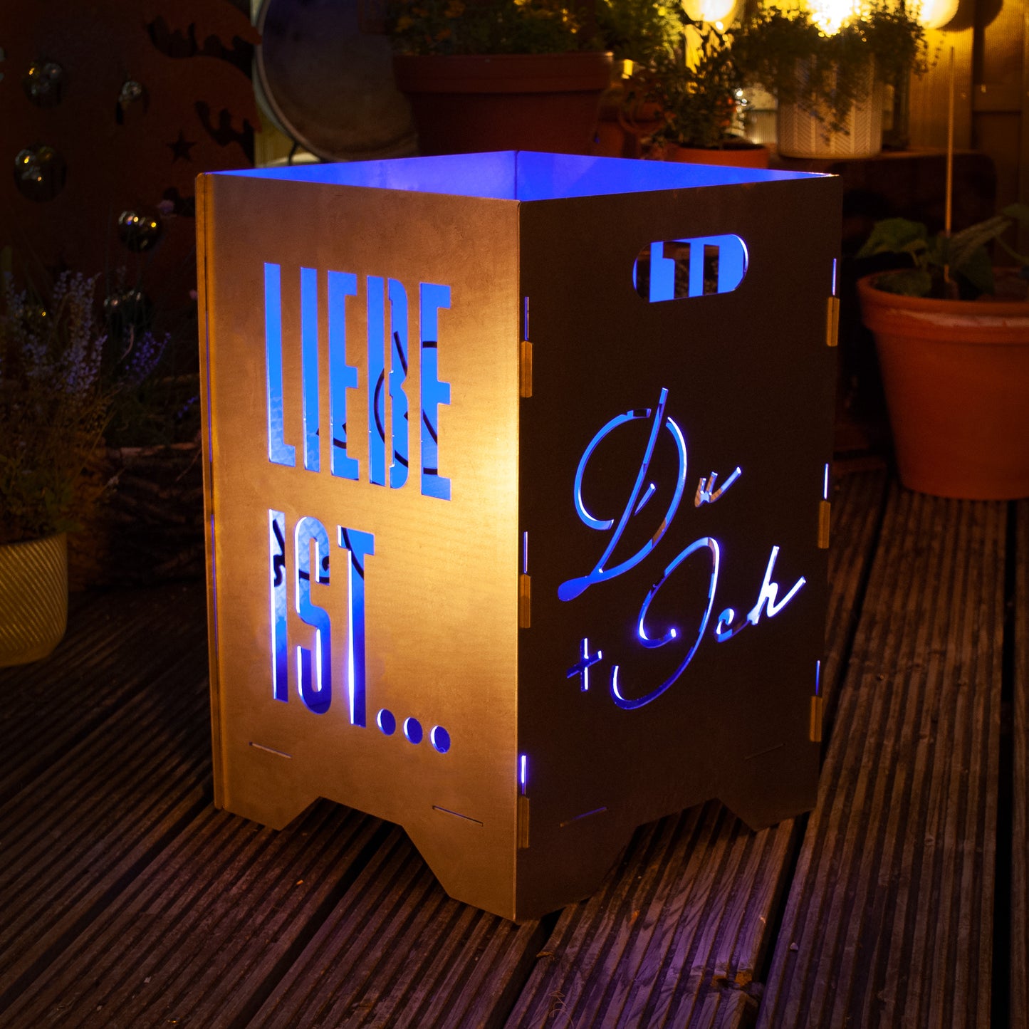 Feuertonne Feuerkorb Feuersäule Feuerstelle | Motiv Liebe personalisiert