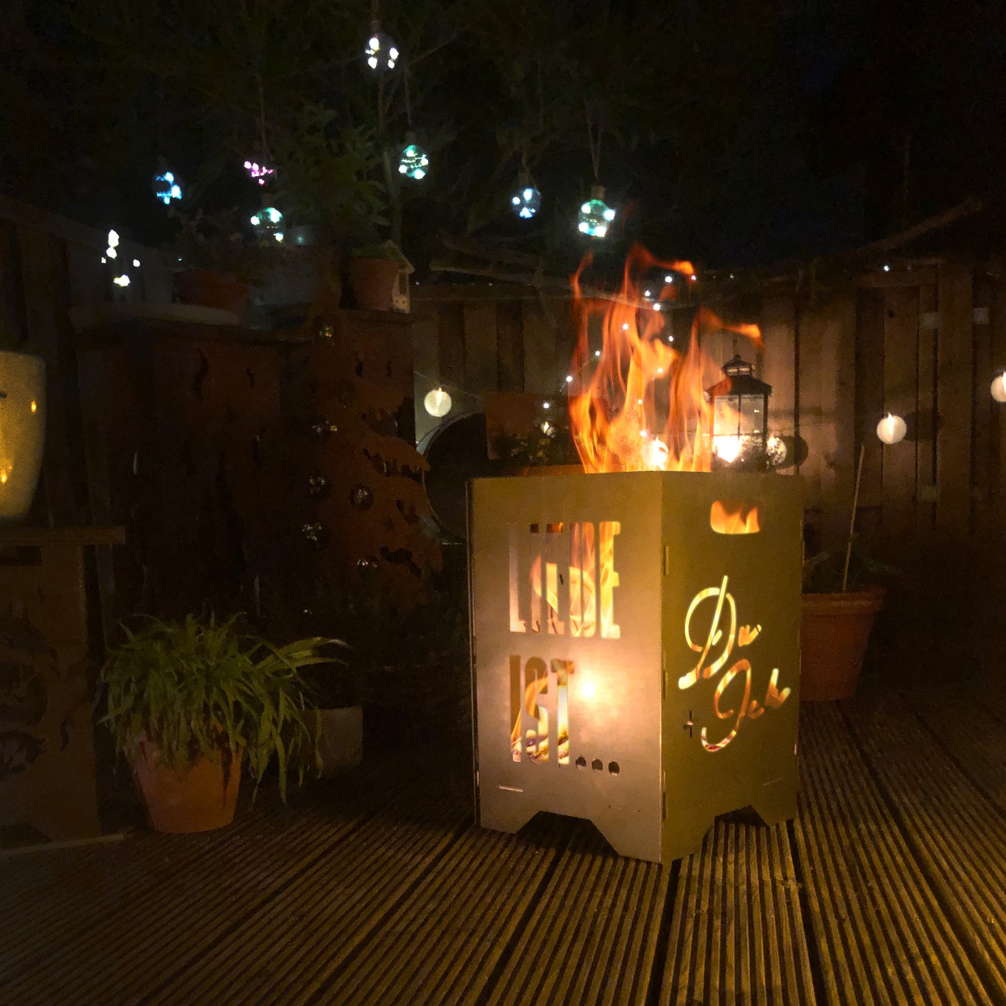 Feuertonne Feuerkorb Feuersäule Feuerstelle | Motiv Liebe personalisiert