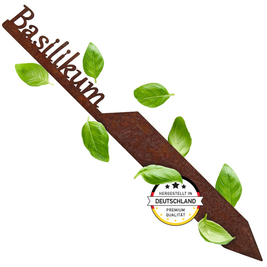 Pflanzenstecker „Basilikum“ | Wetterfester Kräuterstecker für Garten und Beet