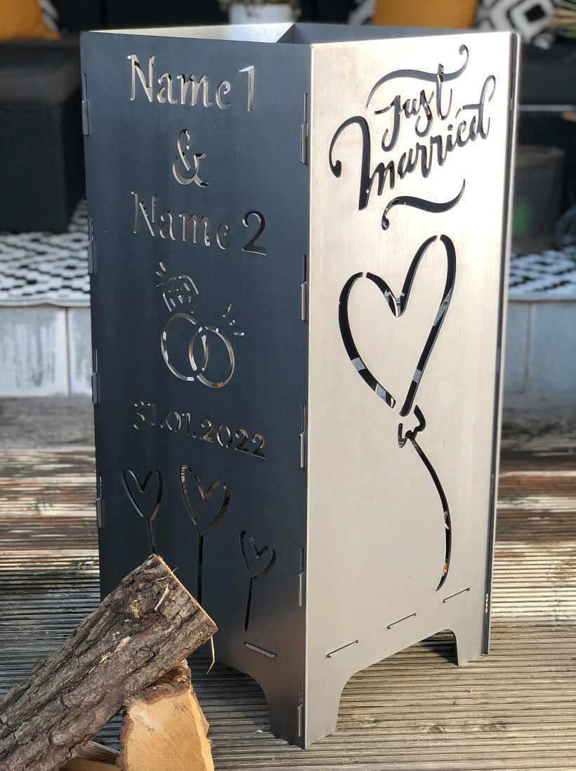 Feuertonne Hochzeit | Just married | Personalisiert