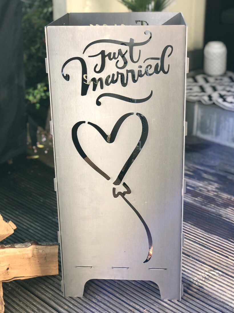 Feuertonne Hochzeit | Just married | Personalisiert