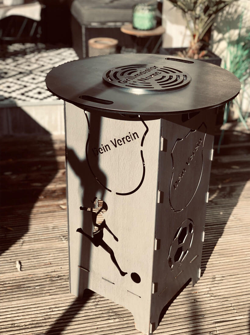 Grillplatte für Feuertonne | Classic mit abnehmbaren Mittelteil | Grillmeister Name
