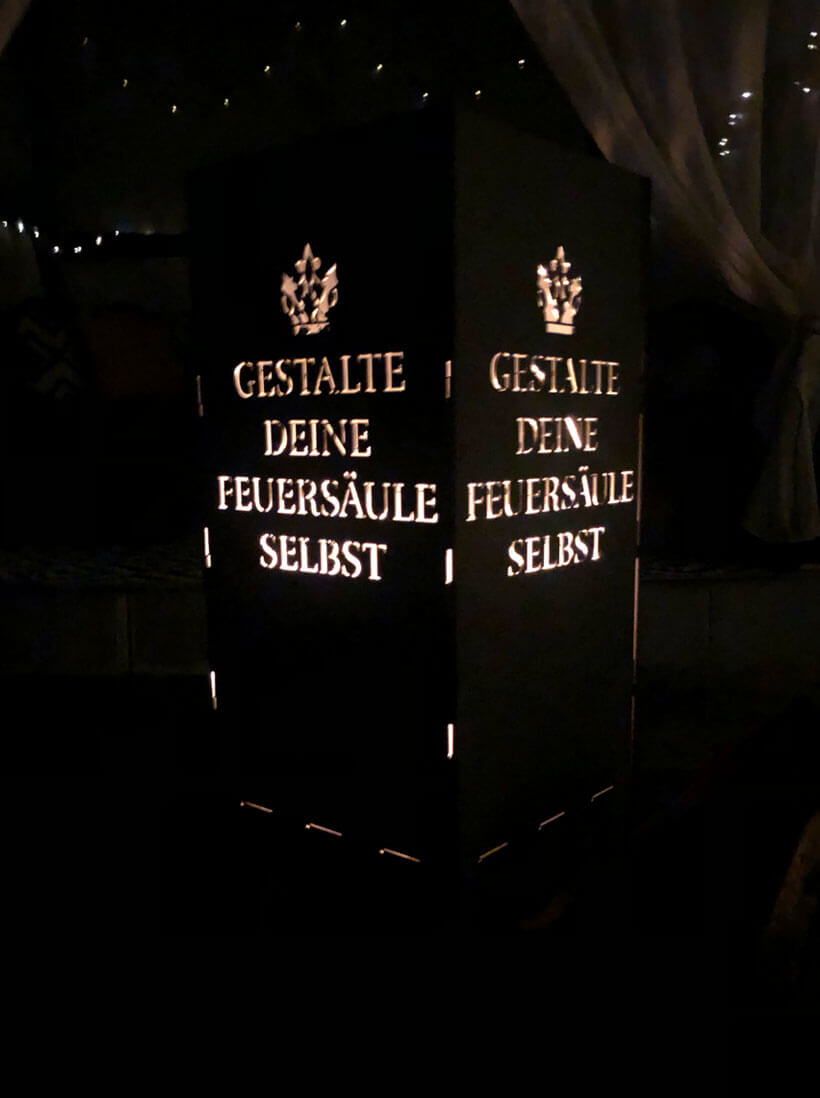 Feuertonne mit Wunschmotiv gestalten – personalisiert in 3 Größen bis 1 m Höhe