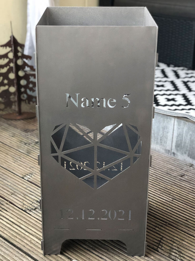 Fire barrel fire basket fire column | Family parents and three children | Personalized