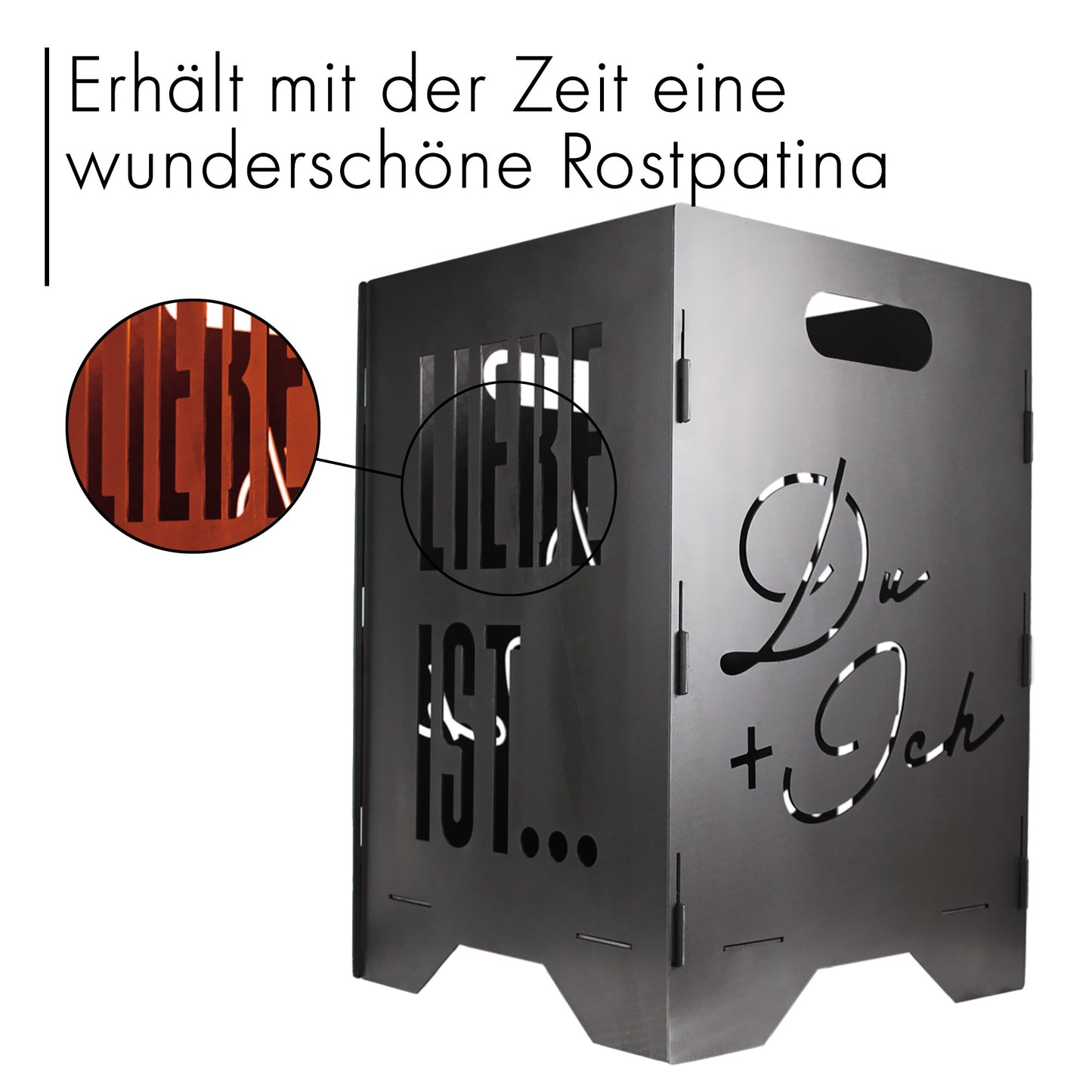 Feuertonne Feuerkorb Feuersäule Feuerstelle | Motiv Liebe personalisiert