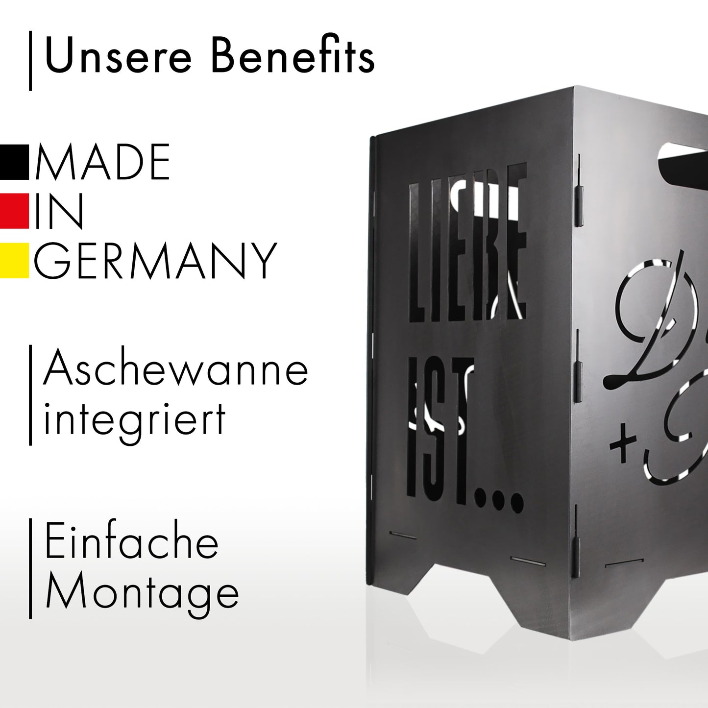 Feuertonne Feuerkorb Feuersäule Feuerstelle | Motiv Liebe personalisiert