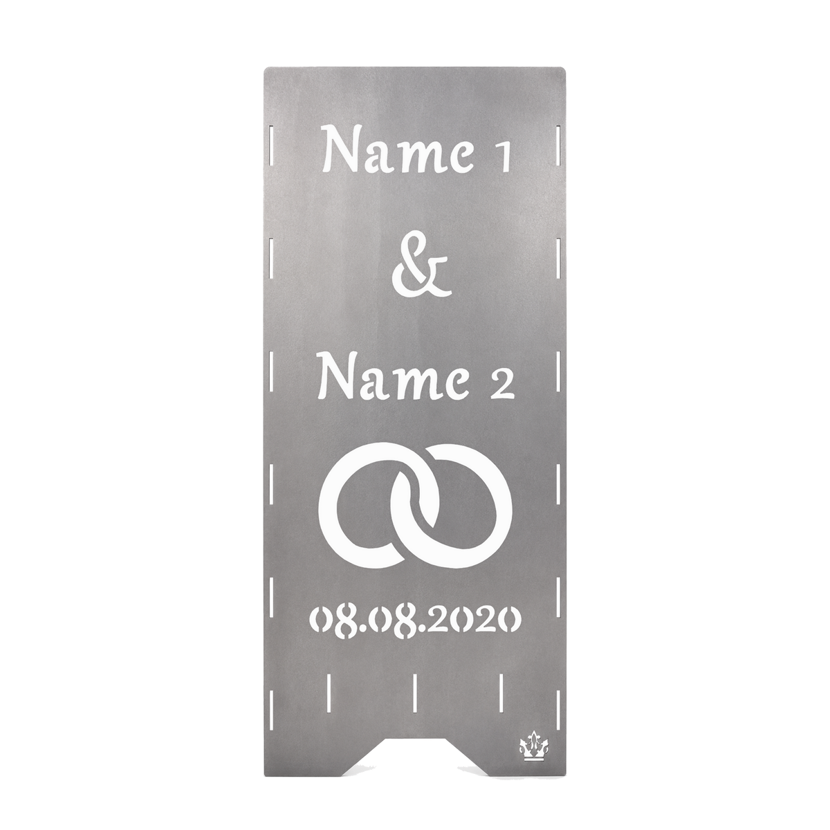Feuertonne Hochzeit | Feuer & Flamme mit Ringen | 75 cm | 100 cm | Personalisiert