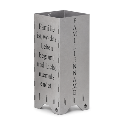Fire barrel fire basket fire column | Family parents and a child and saying | Personalized