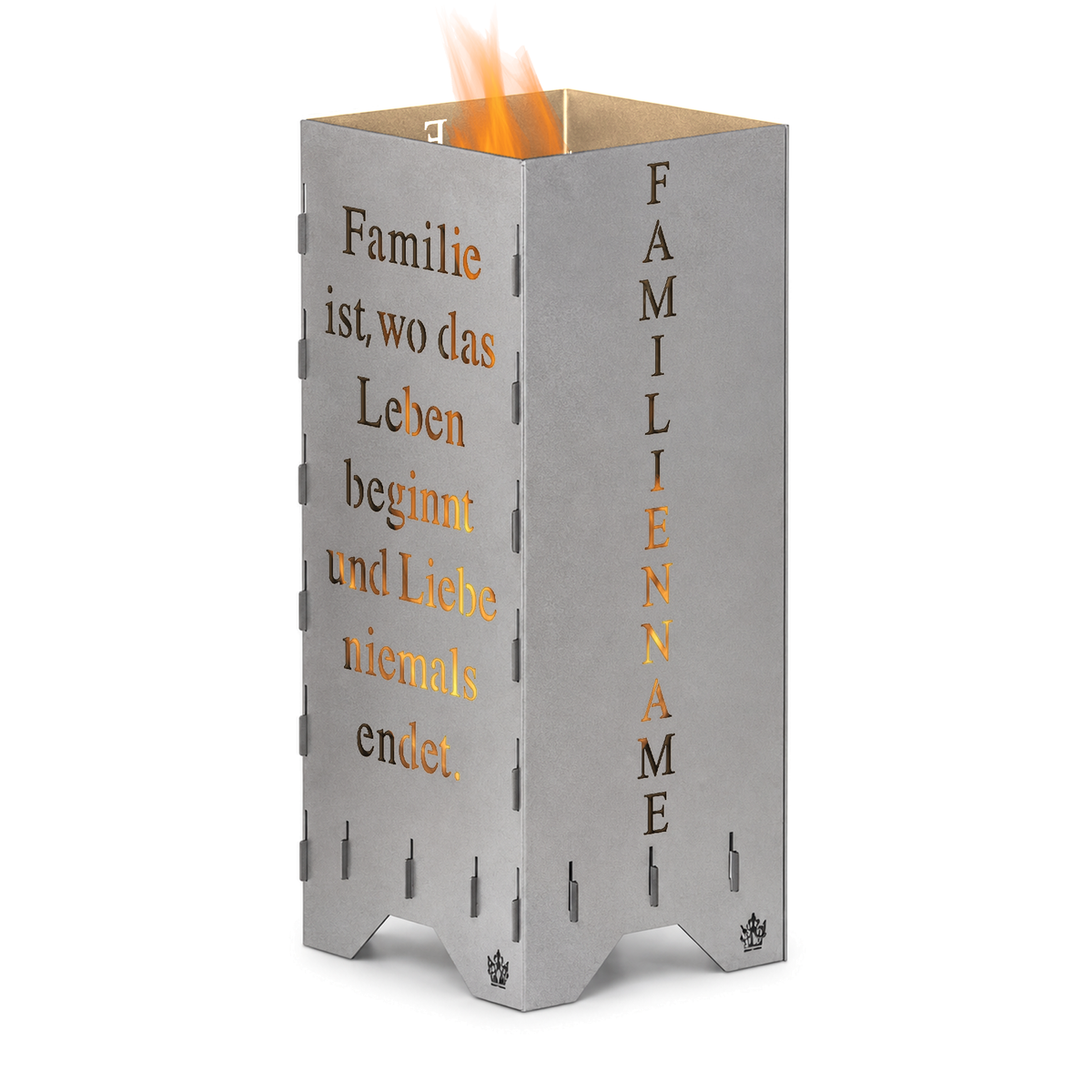 Fire barrel fire basket fire column | Family parents and a child and saying | Personalized