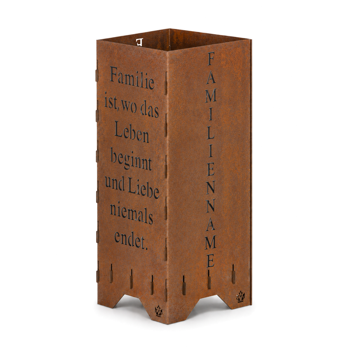 Fire barrel fire basket fire column | Family parents and a child and saying | Personalized
