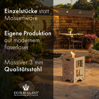Fire barrel, fire basket, fire column, fireplace | Love motif