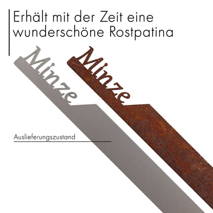 Pflanzenstecker „Minze“ | Wetterfester Kräuterstecker für Garten und Beet