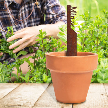 Pflanzenstecker „Minze“ | Wetterfester Kräuterstecker für Garten und Beet