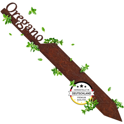 Pflanzenstecker „Oregano“ | Wetterfester Kräuterstecker für Garten und Beet