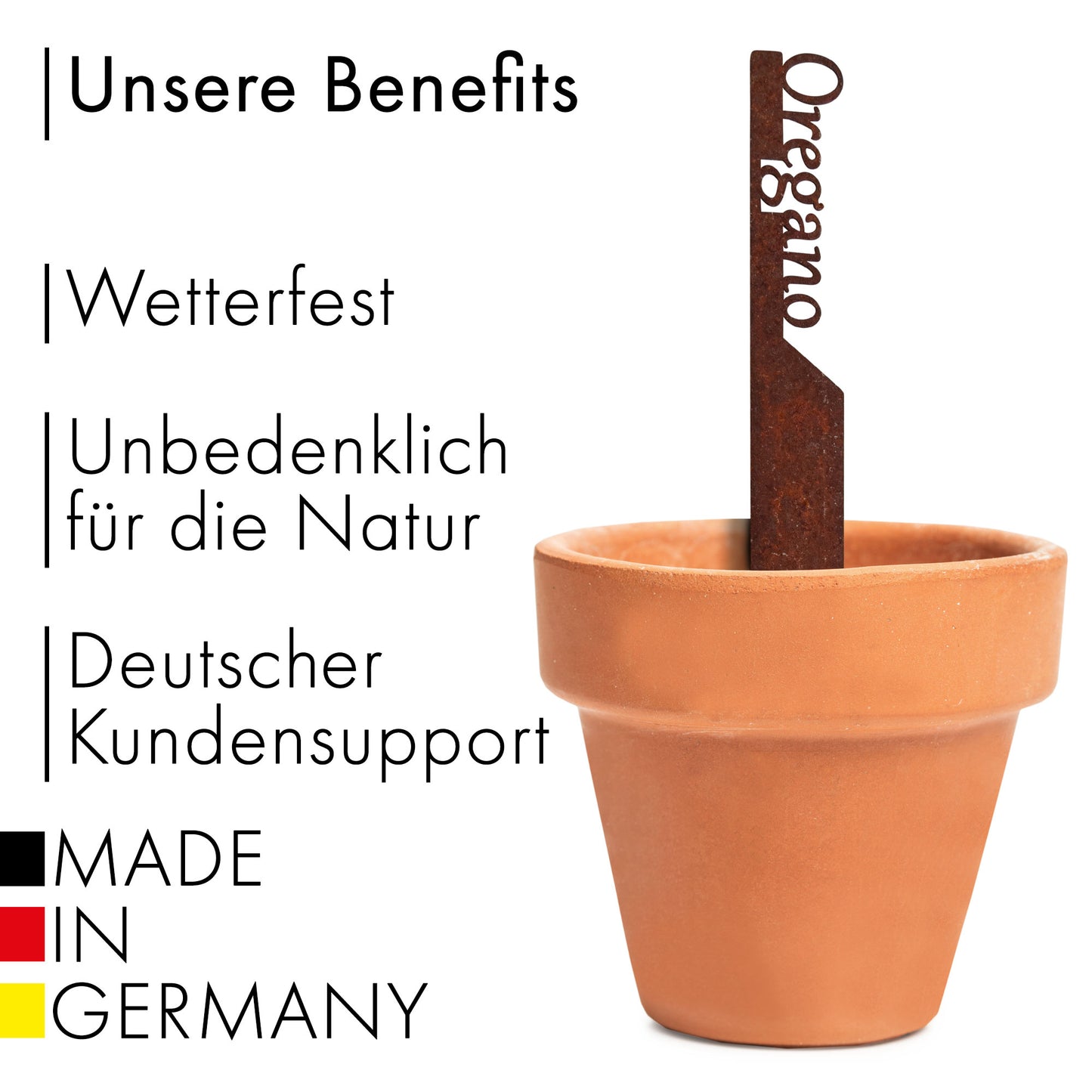 Pflanzenstecker „Oregano“ | Wetterfester Kräuterstecker für Garten und Beet