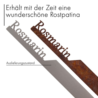 Pflanzenstecker „Rosmarin“ | Wetterfester Kräuterstecker für Garten und Beet