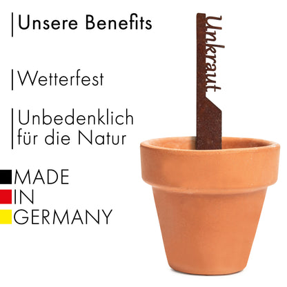 Pflanzenstecker „Unkraut“ | Wetterfester Gemüsestecker für Garten und Beet