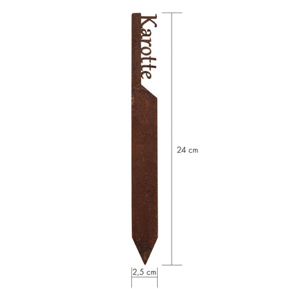 Pflanzenstecker „Karotte“ | Wetterfester Gemüsestecker für Garten und Beet