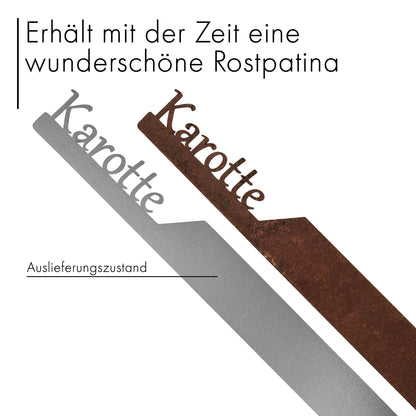 Pflanzenstecker „Karotte“ | Wetterfester Gemüsestecker für Garten und Beet