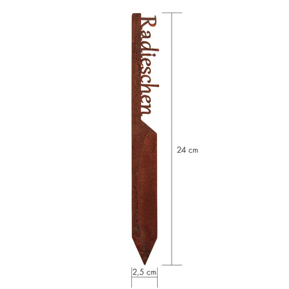 Pflanzenstecker „Radieschen“ | Wetterfester Gemüsestecker für Garten und Beet