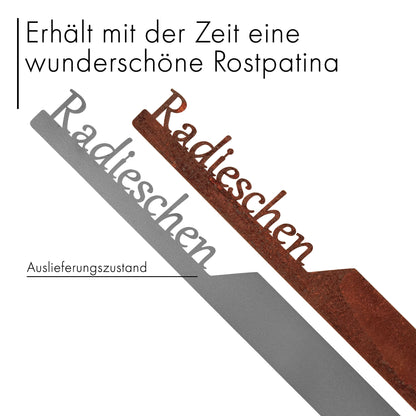 Pflanzenstecker „Radieschen“ | Wetterfester Gemüsestecker für Garten und Beet