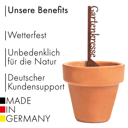 Pflanzenstecker „Gartenkresse“ | Wetterfester Kräuterstecker für Garten und Beet