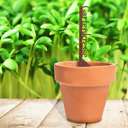 Pflanzenstecker „Gartenkresse“ | Wetterfester Kräuterstecker für Garten und Beet