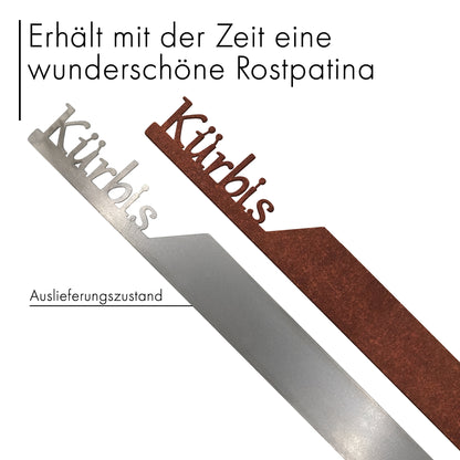 Pflanzenstecker „Kürbis“ | Wetterfester Gemüsestecker für Garten und Beet
