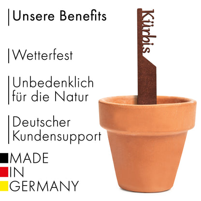 Pflanzenstecker „Kürbis“ | Wetterfester Gemüsestecker für Garten und Beet