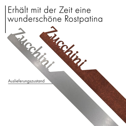 Pflanzenstecker „Zucchini“ | Wetterfester Gemüsestecker für Garten und Beet