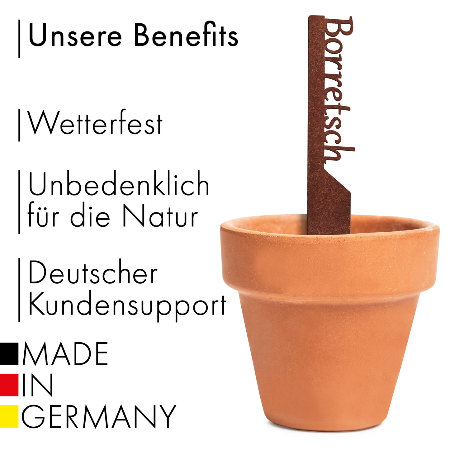 Pflanzenstecker „Borretsch“ | Wetterfester Kräuterstecker für Garten und Beet