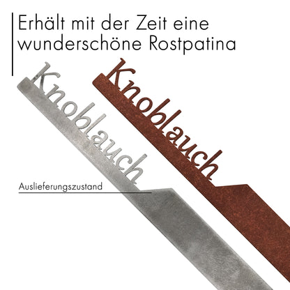 Pflanzenstecker „Knoblauch“ | Wetterfester Gemüsestecker für Garten und Beet