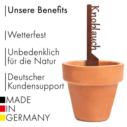 Pflanzenstecker „Knoblauch“ | Wetterfester Gemüsestecker für Garten und Beet