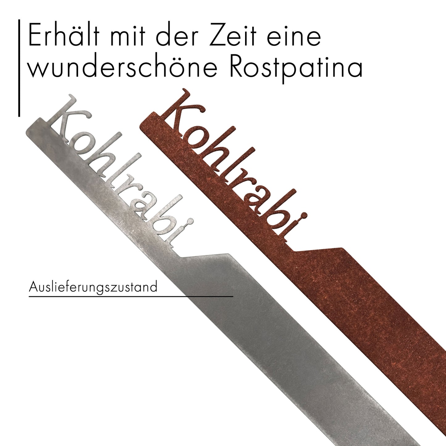 Pflanzenstecker „Kohlrabi“ | Wetterfester Gemüsestecker für Garten und Beet