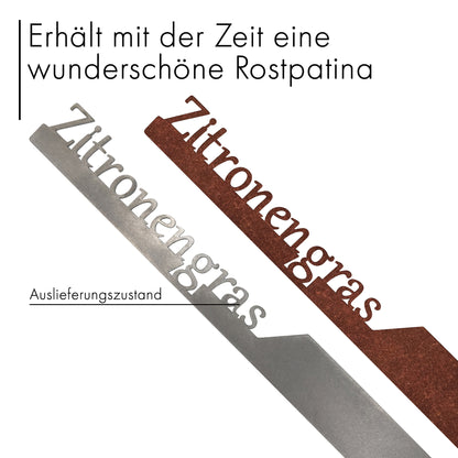 Pflanzenstecker „Zitronengras“ | Wetterfester Kräuerstecker für Garten und Beet