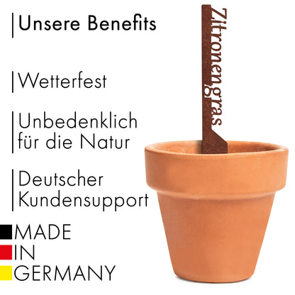Pflanzenstecker „Zitronengras“ | Wetterfester Kräuerstecker für Garten und Beet