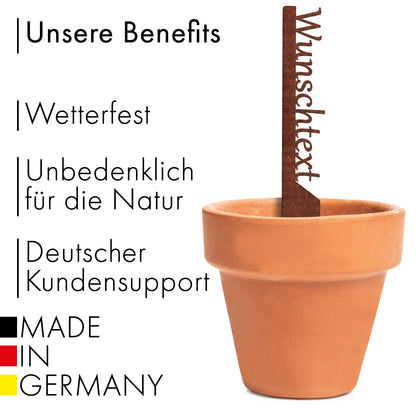 Personalisierter Pflanzenstecker mit Wunschtext | Wetterfester Gartenstecker