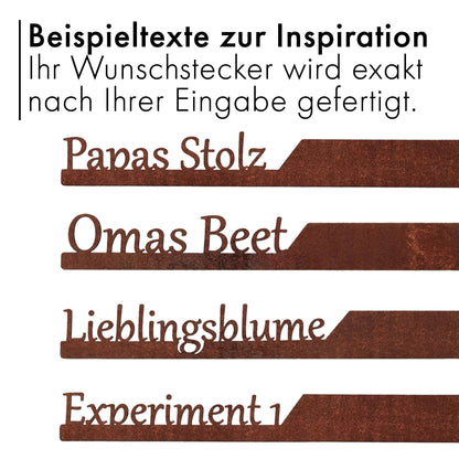 Personalisierter Pflanzenstecker mit Wunschtext | Wetterfester Gartenstecker