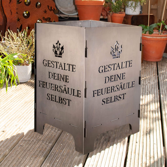 Feuertonne mit Wunschmotiv gestalten – personalisiert in 3 Größen bis 1 m Höhe