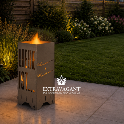 Fire barrel, fire basket, fire column, fireplace | Love motif