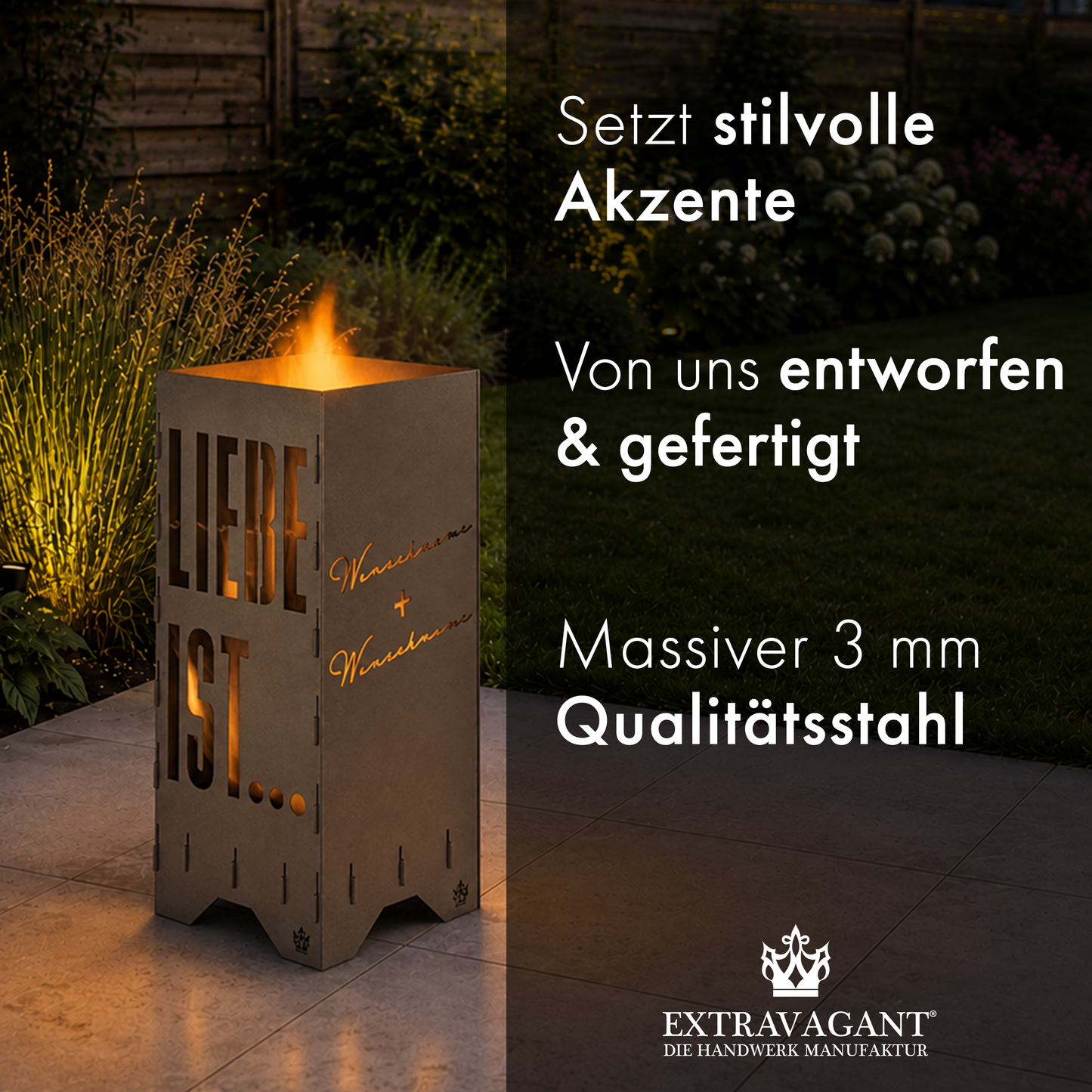 Fire barrel, fire basket, fire column, fireplace | Love motif
