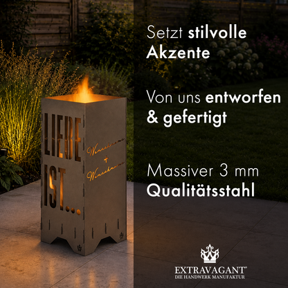Fire barrel, fire basket, fire column, fireplace | Love motif