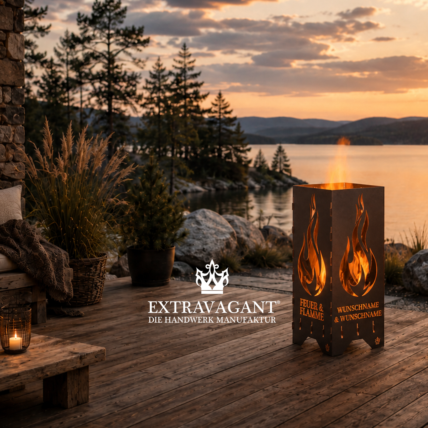 Fire barrel, fire basket, fire column, fireplace | Love motif
