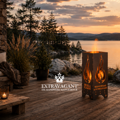 Fire barrel, fire basket, fire column, fireplace | Love motif