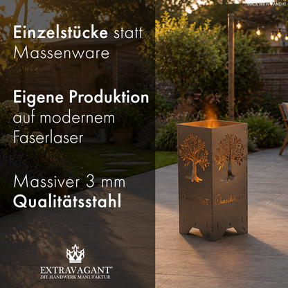 Fire barrel, fire basket, fire column, fireplace | Love motif