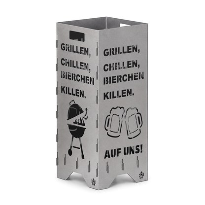 Feuertonne "Grillen, chillen" in 3 Größen bis 1 m Höhe