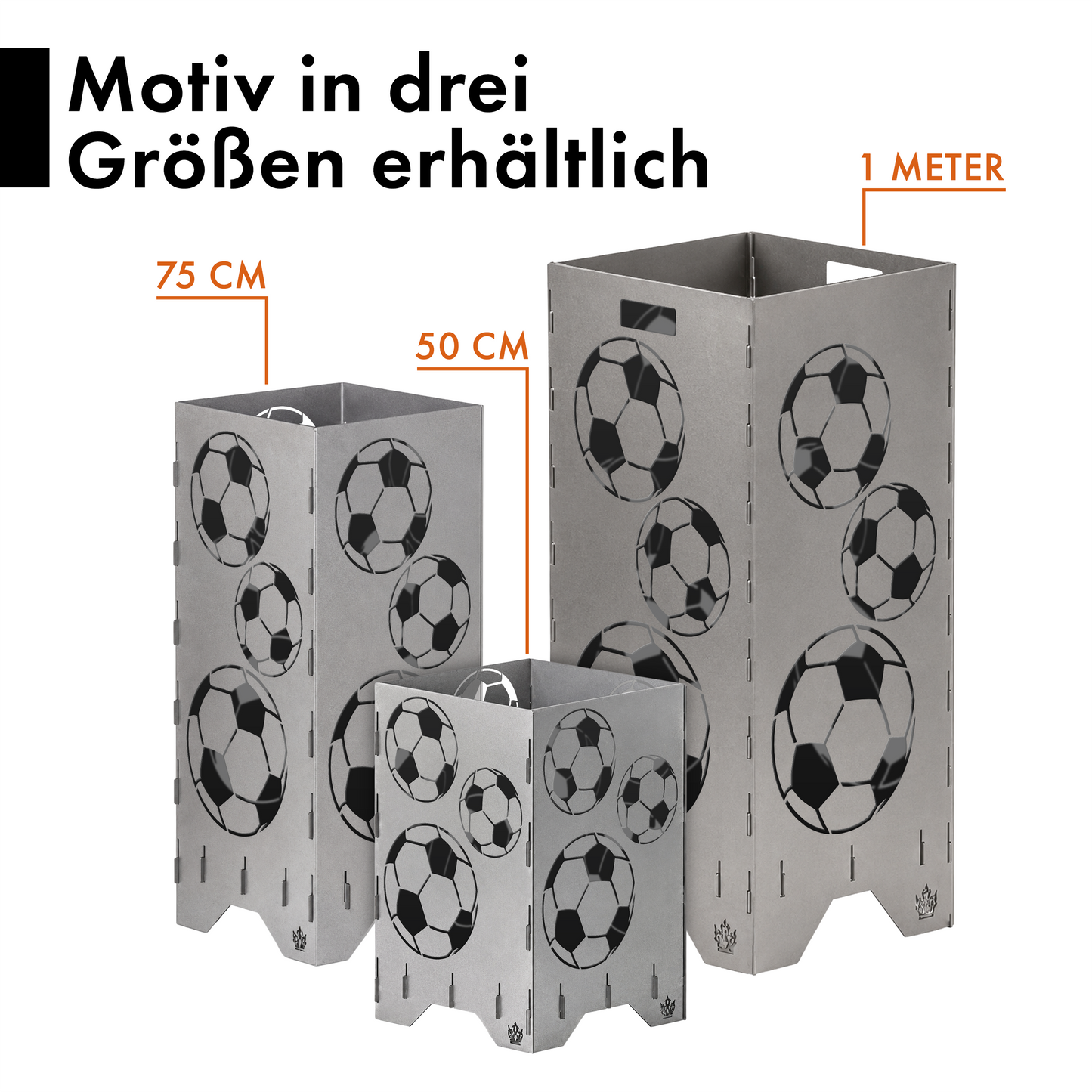 Feuertonne "Fußball" in 3 Größen bis 1 m Höhe