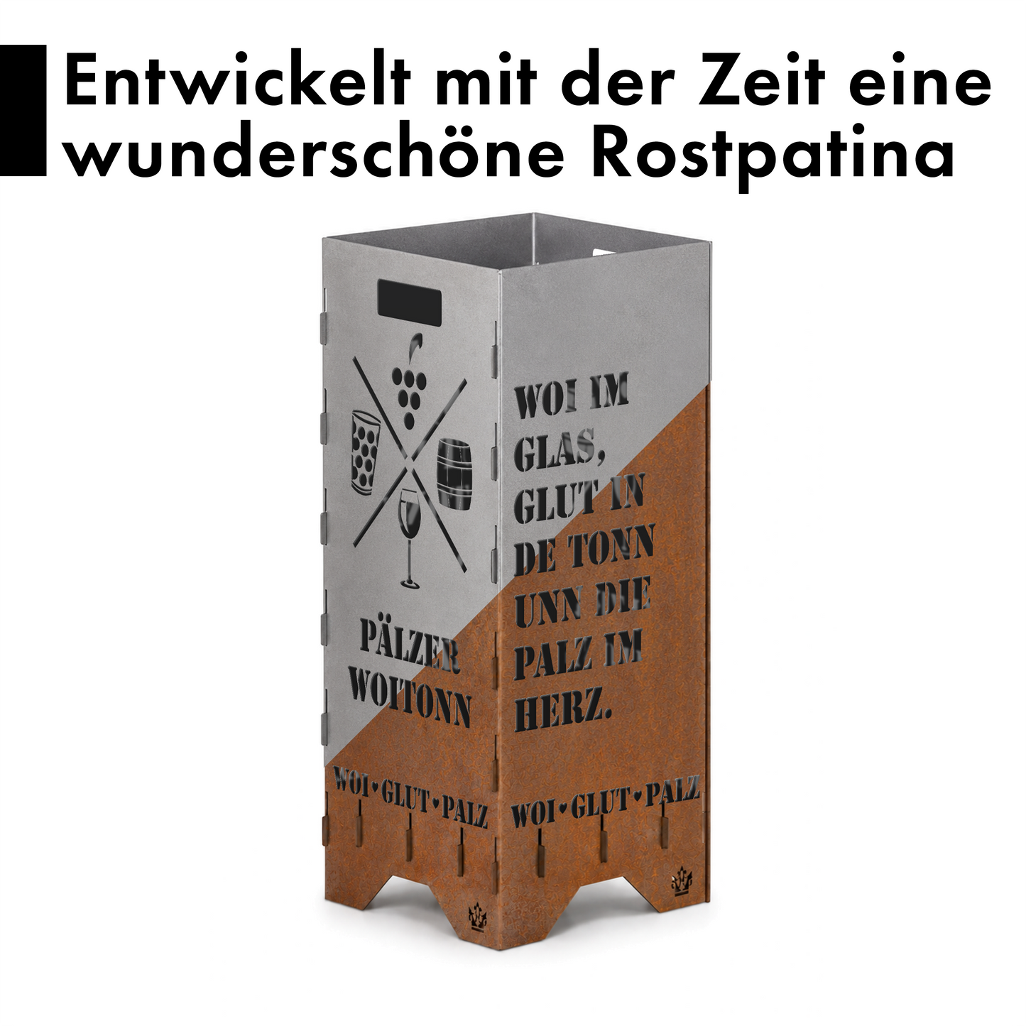 Feuertonne "Pfalz Woitonn" in 3 Größen bis 1 m Höhe