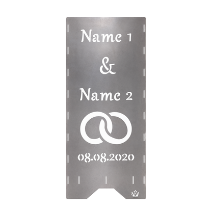 Feuertonne Hochzeit | Feuer & Flamme mit Ringen | 75 cm | 100 cm | Personalisiert