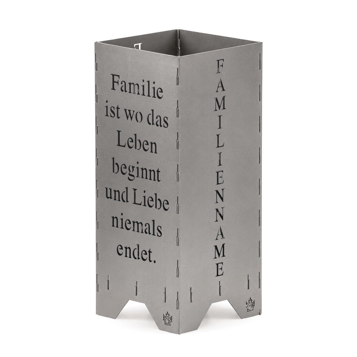 Fire barrel fire basket fire column | Family parents and a child and saying | Personalized